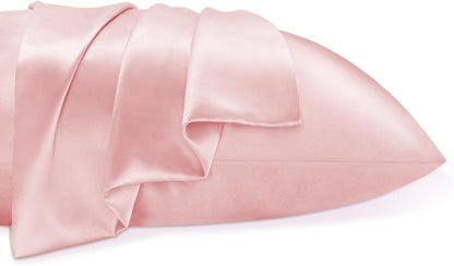 Satin Pillowcases, Standard Size 20x26 Inch, Pink, Set of 2