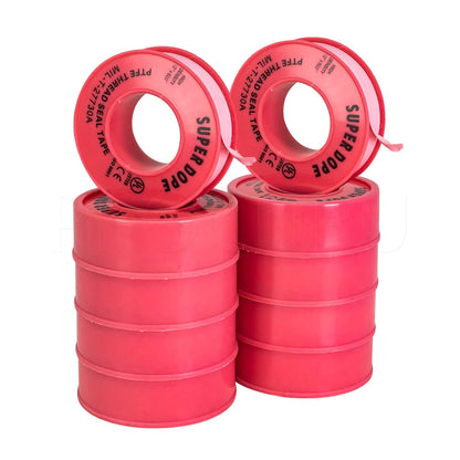 10-Pack 1/2" x 520" Professional Grade Pipe Thread Sealant 4-Mil Pink PTFE Plumbing Teflon Tape, for Water and Gas