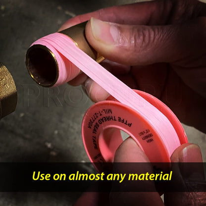 10-Pack 1/2" x 520" Professional Grade Pipe Thread Sealant 4-Mil Pink PTFE Plumbing Teflon Tape, for Water and Gas