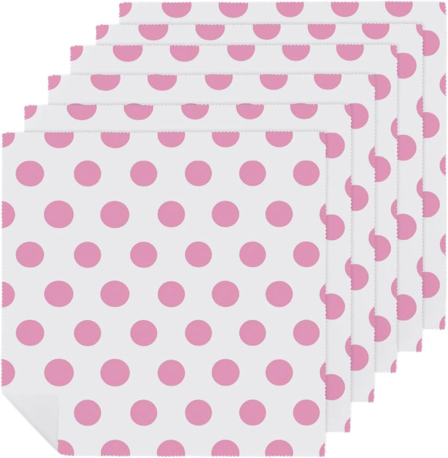 Light Pink Dot Cloth Napkins Set of 6, Square Premium Reusable Washable Polyester Table Linen Napkin for Dinner Party