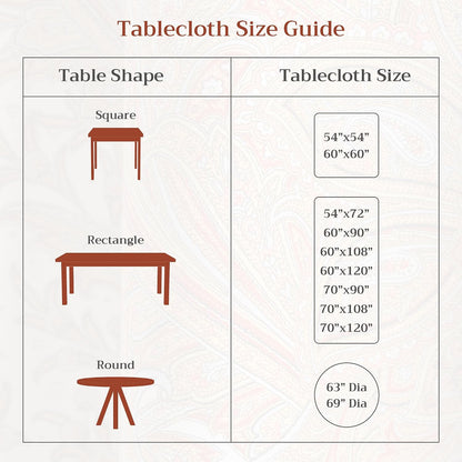 Table Cloth Rectangle Table Reusable 100% Cotton 54"x72"