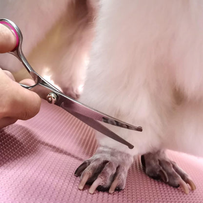 Dog Grooming Scissors Kit, Premium Stainless Steel Dog Shears with Curved Shears, Sharp Durable for Dogs Cats+Pink 3 Piece