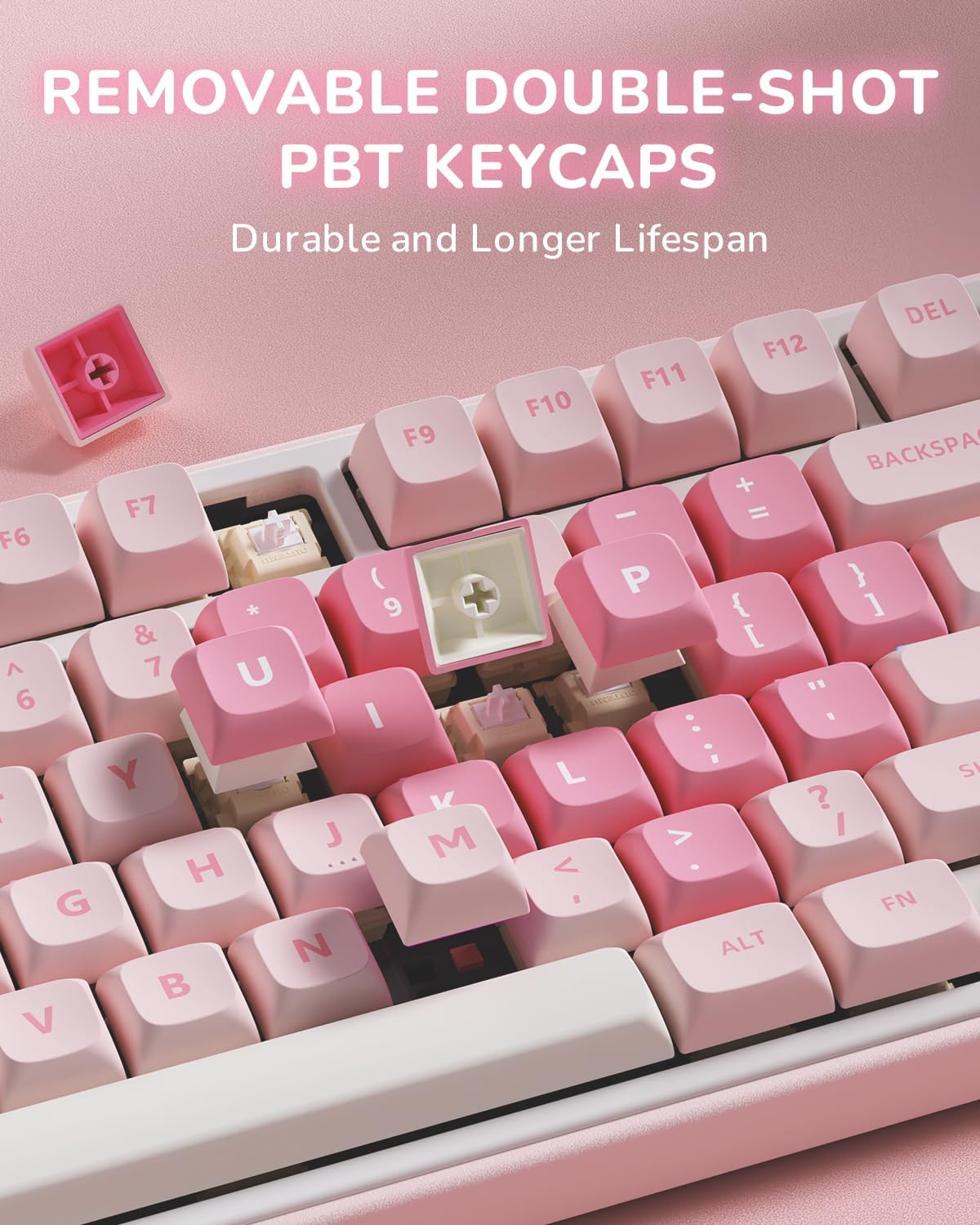 R75 Mechanical Keyboard Wired with Volume Knob, 75% Keyboard Gasket Mounted, Hot Swappable, Creamy Sound, MDA Profile, PBT Keycaps, Pink