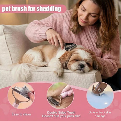 12PCS Dog Bath Kit & Dog Brush Kit for Dogs & Cats - Professional Pet Grooming Tools Set with Shedding Brush, Bath Scrubber, Dematting Comb & Storage Bag - Complete Dog Washing Essentials, Pink