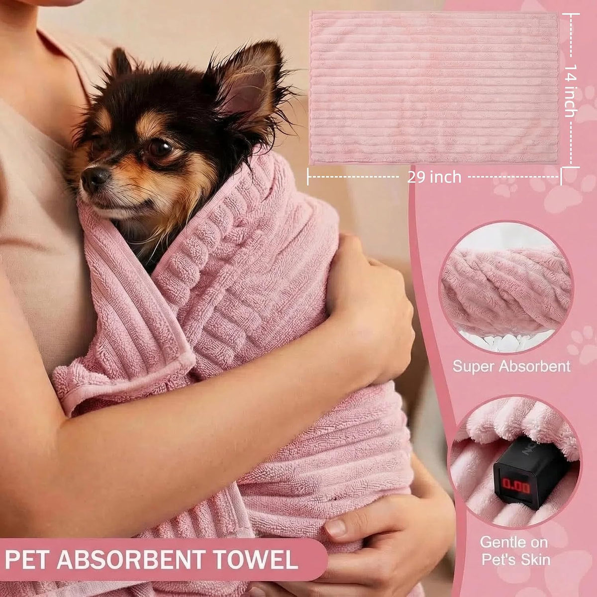 12PCS Dog Bath Kit & Dog Brush Kit for Dogs & Cats - Professional Pet Grooming Tools Set with Shedding Brush, Bath Scrubber, Dematting Comb & Storage Bag - Complete Dog Washing Essentials, Pink
