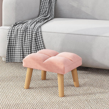 YMYNY Footstool, Small Ottoman Chair with Wooden Legs, Modern Padded Sofa Seat Foot Rest, Sofa Footrest for Living Room Entryway 15.74" D×11.81" W×10.62" H Pink UHBD032P