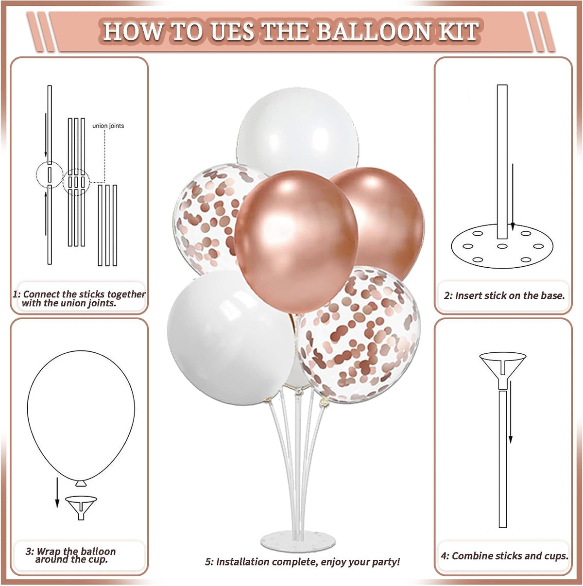 LFSTGN 274 Pcs Rose Gold Bridal Shower Decorations, Decorations Favors - "BRIDE TO BE" Banner, Veil, Balloon, Photo Props, Tableware with Rose Gold for 25 Guests