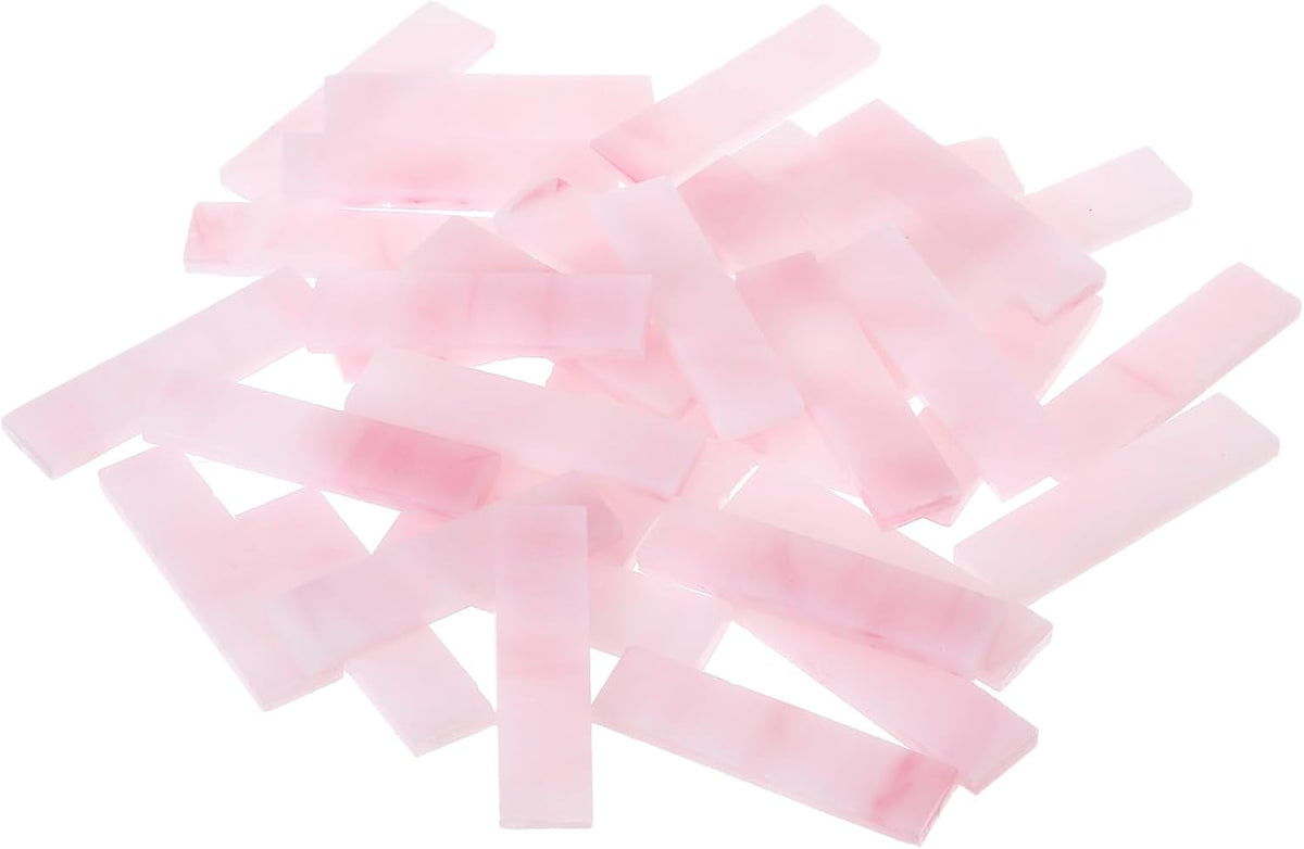 Rectangular Mosaic Tiles Stained Glass Strips, 1.57" x 0.4" Pink Glass Pieces 100g/3.53 oz Mosaic Tile Making Supplies for DIY Handmade Crafts and Home Decoration
