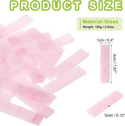 Rectangular Mosaic Tiles Stained Glass Strips, 1.57" x 0.4" Pink Glass Pieces 100g/3.53 oz Mosaic Tile Making Supplies for DIY Handmade Crafts and Home Decoration
