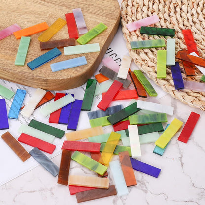 Rectangular Mosaic Tiles Stained Glass Strips, 1.57" x 0.4" Pink Glass Pieces 100g/3.53 oz Mosaic Tile Making Supplies for DIY Handmade Crafts and Home Decoration
