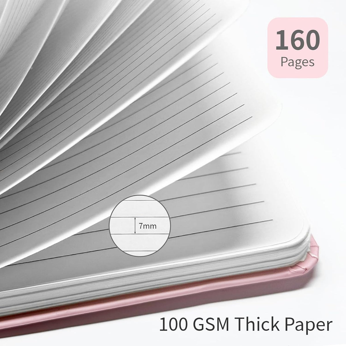 Lined Spiral Notebook 3Pack A5 Pink College Ruled Hardcover Journal 160 Pages-5.67" x 8.4",100 GSM Paper, Spiral Bound Notebook for Work School Note Taking Business