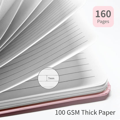 Lined Spiral Notebook 3Pack A5 Pink College Ruled Hardcover Journal 160 Pages-5.67" x 8.4",100 GSM Paper, Spiral Bound Notebook for Work School Note Taking Business