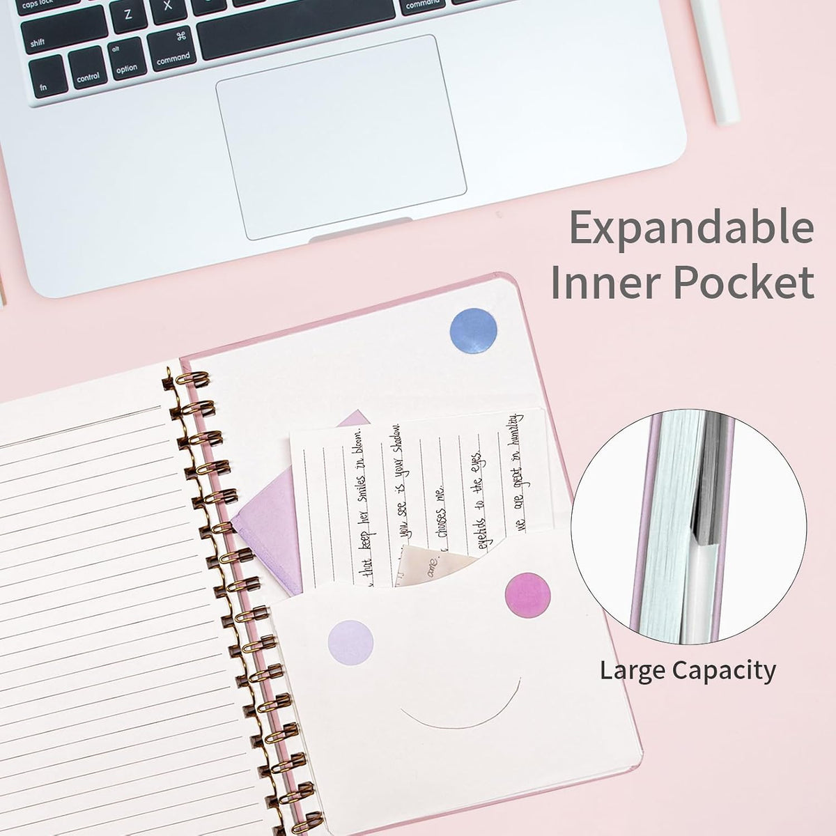 Lined Spiral Notebook 3Pack A5 Pink College Ruled Hardcover Journal 160 Pages-5.67" x 8.4",100 GSM Paper, Spiral Bound Notebook for Work School Note Taking Business