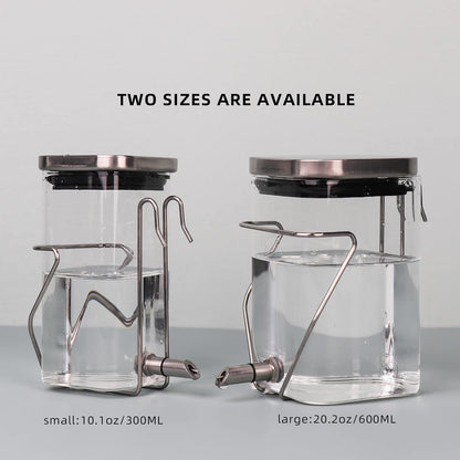 Guinea Pig Water Bottle No Drip, Rabbit Glass Waterer, Chinchilla Stainless Steel Nozzle Anti-Bite Water Dispenser for Small Animal, Bunny, Hamster, Sugar Glider and Rat(20.2oz)