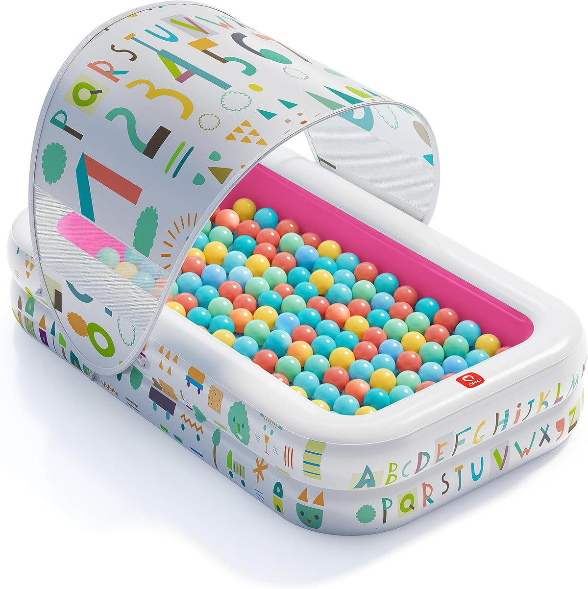 Kiddie Pool with Canopy, Inflatable Design, 65 x 39 in, Pink