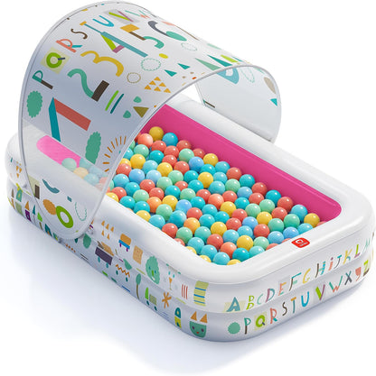 Kiddie Pool with Canopy, Inflatable Design, 65 x 39 in, Pink