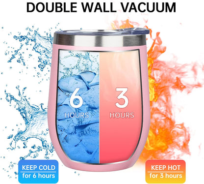 12 Oz Insulated Wine Tumbler Bulk with Lid Wine Glass(Pink,4 Pack)