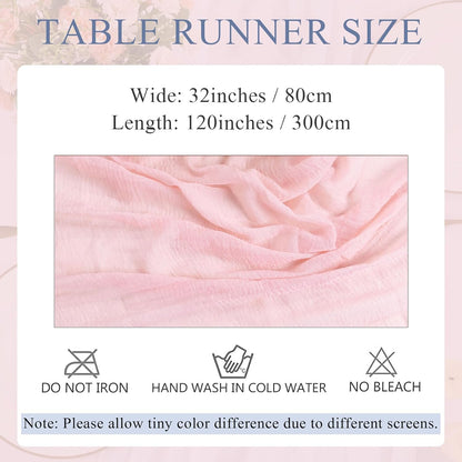 Blushing Pink Cheesecloth Table Runner 10ft Gauze Table Runner for Wedding Baby Bridal Shower Party 32x120 Inches Boho Rustic Long Cheese Cloth Spring Home Decorations