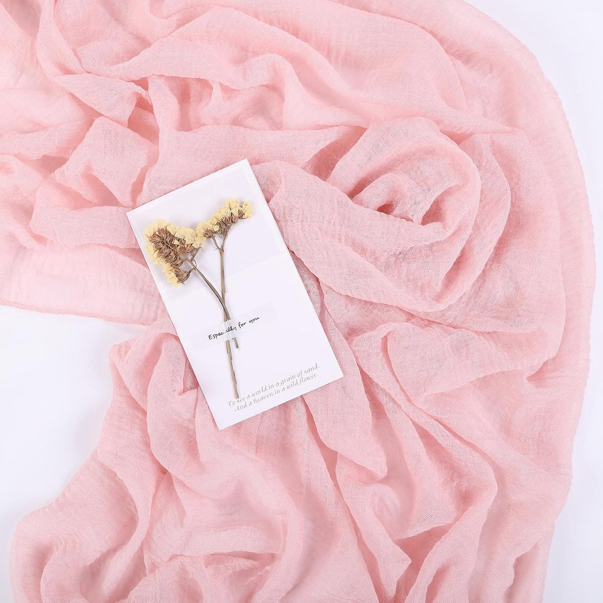 Blushing Pink Cheesecloth Table Runner 10ft Gauze Table Runner for Wedding Baby Bridal Shower Party 32x120 Inches Boho Rustic Long Cheese Cloth Spring Home Decorations