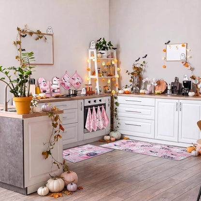 10 Pcs Halloween Pink Ghost Kitchen Decor Set Boo Kitchen Towel