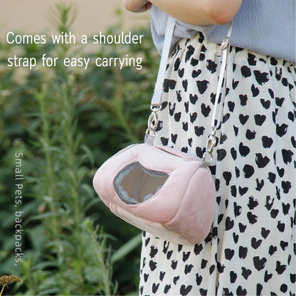 Small Pet Carrier Bag with Pocket for Hamster Sugar Glider Pouch (Pink A)