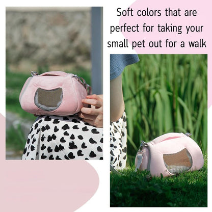 Small Pet Carrier Bag with Pocket for Hamster Sugar Glider Pouch (Pink A)
