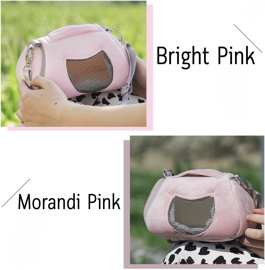 Small Pet Carrier Bag with Pocket for Hamster Sugar Glider Pouch (Pink A)