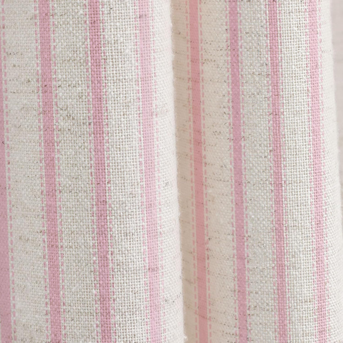 Farmhouse Striped Shower Curtain Pink Vintage Linen Curtain 72"W X 72"L