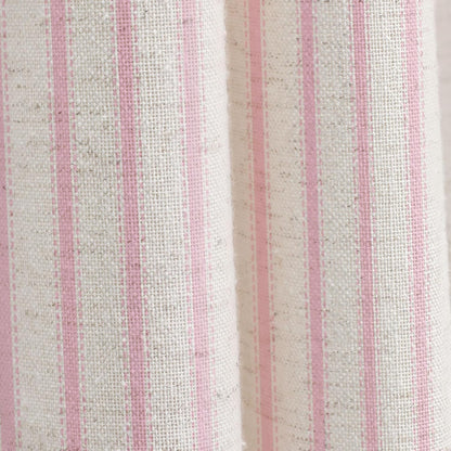 Farmhouse Striped Shower Curtain Pink Vintage Linen Curtain 72"W X 72"L