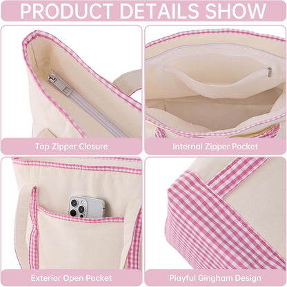 Gingham Tote Bag for Women