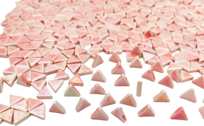 1.1LB Equilateral Triangle Ceramic Mosaic Tiles,800PCS Iridescent Mosaic Tile Pieces for Mosaic Craft Supplies,DIY Mosaic Handmade Home and Outdoor Decor (Rainbow Light Pink)