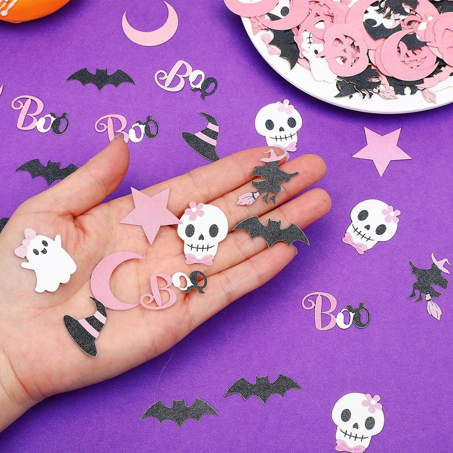 Pink Halloween Confetti Glitter Party Table Decorations