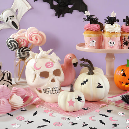 Pink Halloween Confetti Glitter Party Table Decorations