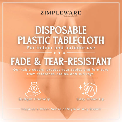 Premium Plastic Table Cloth Disposable 54" x 108" 6 Pack