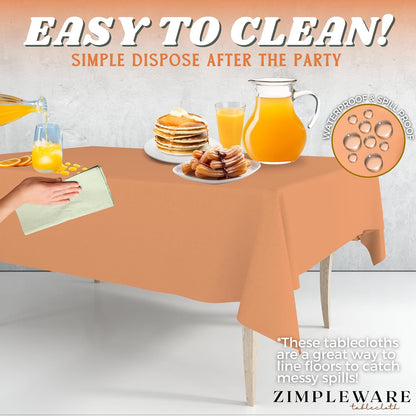 Premium Plastic Table Cloth Disposable 54" x 108" 6 Pack