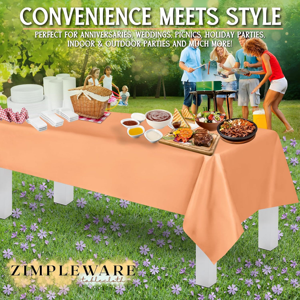 Premium Plastic Table Cloth Disposable 54" x 108" 6 Pack