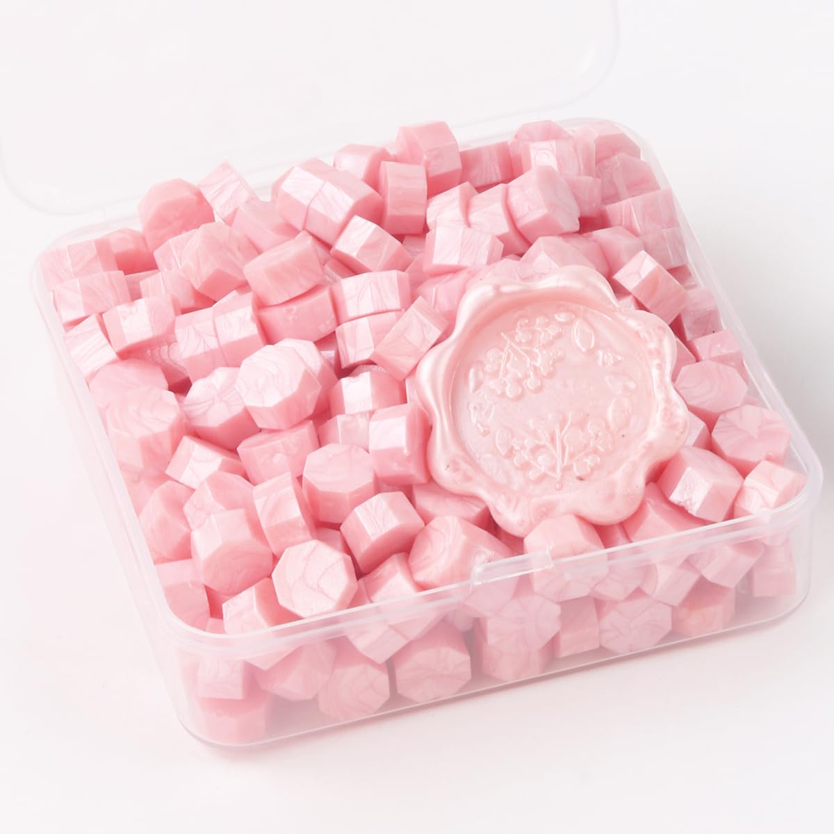 300Pcs Pearl Pink Sealing Wax Beads Set for Wax Seal Stamp with Candles and Melting Spoon，Perfect for Christmas Cards, Envelopes, Wedding Invitations, Wine Packages, Letter Sealing (Pearl Pink)