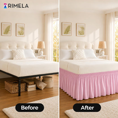 Dusty Pink Bed Skirt Queen Size 15" Drop, Elastic Wrap Around Bedskirt