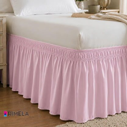 Dusty Pink Bed Skirt Queen Size 15" Drop, Elastic Wrap Around Bedskirt