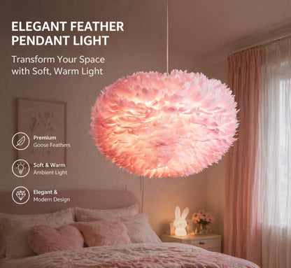 Pink Feather Chandeliers for Girls Room, 3 Lights Modern Romantic Ceiling Haning Lamp, Nordic Creative Art Feather Shade Chandelier, for Bedroom, Living Room, Dining Room, 17.7 inch