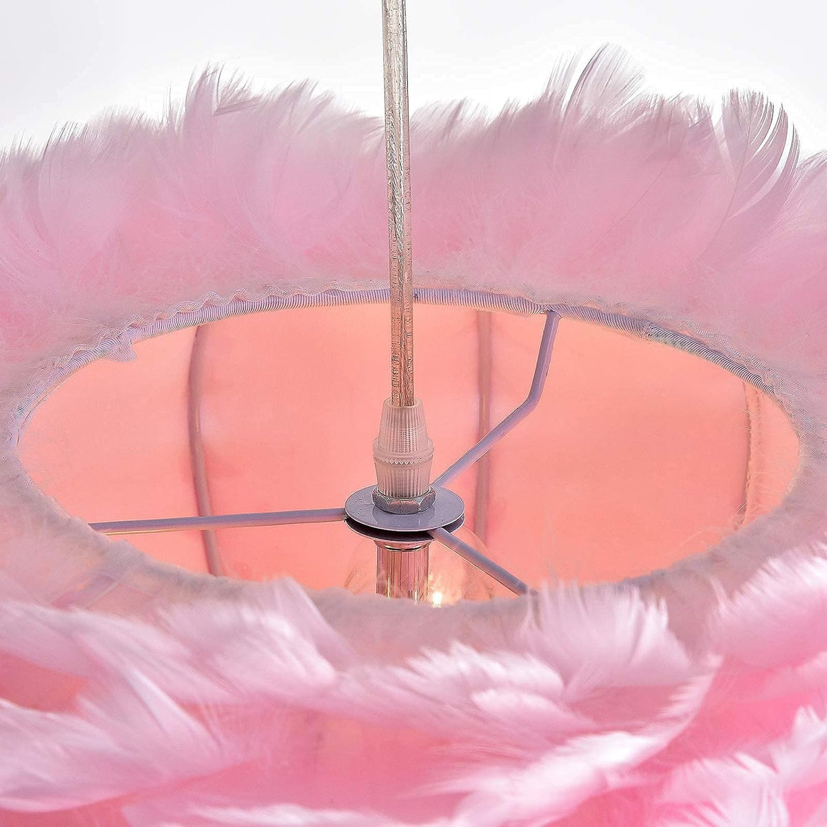 Pink Feather Chandeliers for Girls Room, 3 Lights Modern Romantic Ceiling Haning Lamp, Nordic Creative Art Feather Shade Chandelier, for Bedroom, Living Room, Dining Room, 17.7 inch