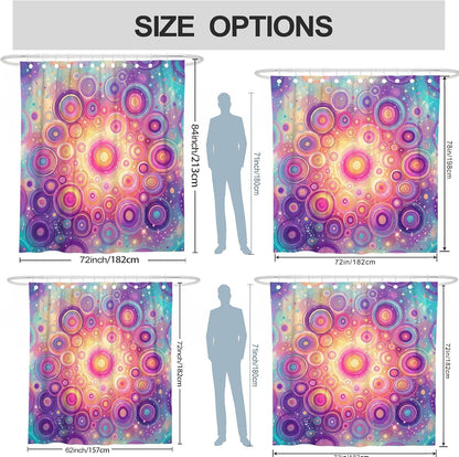 Circles Shower Curtain, Abstract Modern Swirls Dots Summer Peach Polyester Waterproof Toile Cloth Shower Curtains Decor for Toile Bathroom Dorm 72x78 Inch