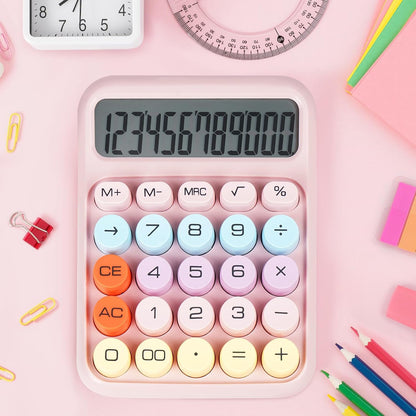 Mechanical Switch Calculator with Big Buttons, Calculators Desktop, 12 Digits, Large LCD Display, Desk Calculator, Cute Pink Calculators for Teachers Students Basic Office (Pink)