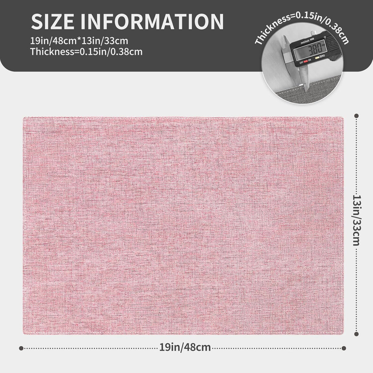 Cloth Placemats, Set of 4 Heat-Resistant Cotton Linen Blend Double Layered Machine Washable Place Mats, Wrinkle Free Thick Fabric Dining Table Mats for Indoors & Outdoors (Baby Pink, 4)