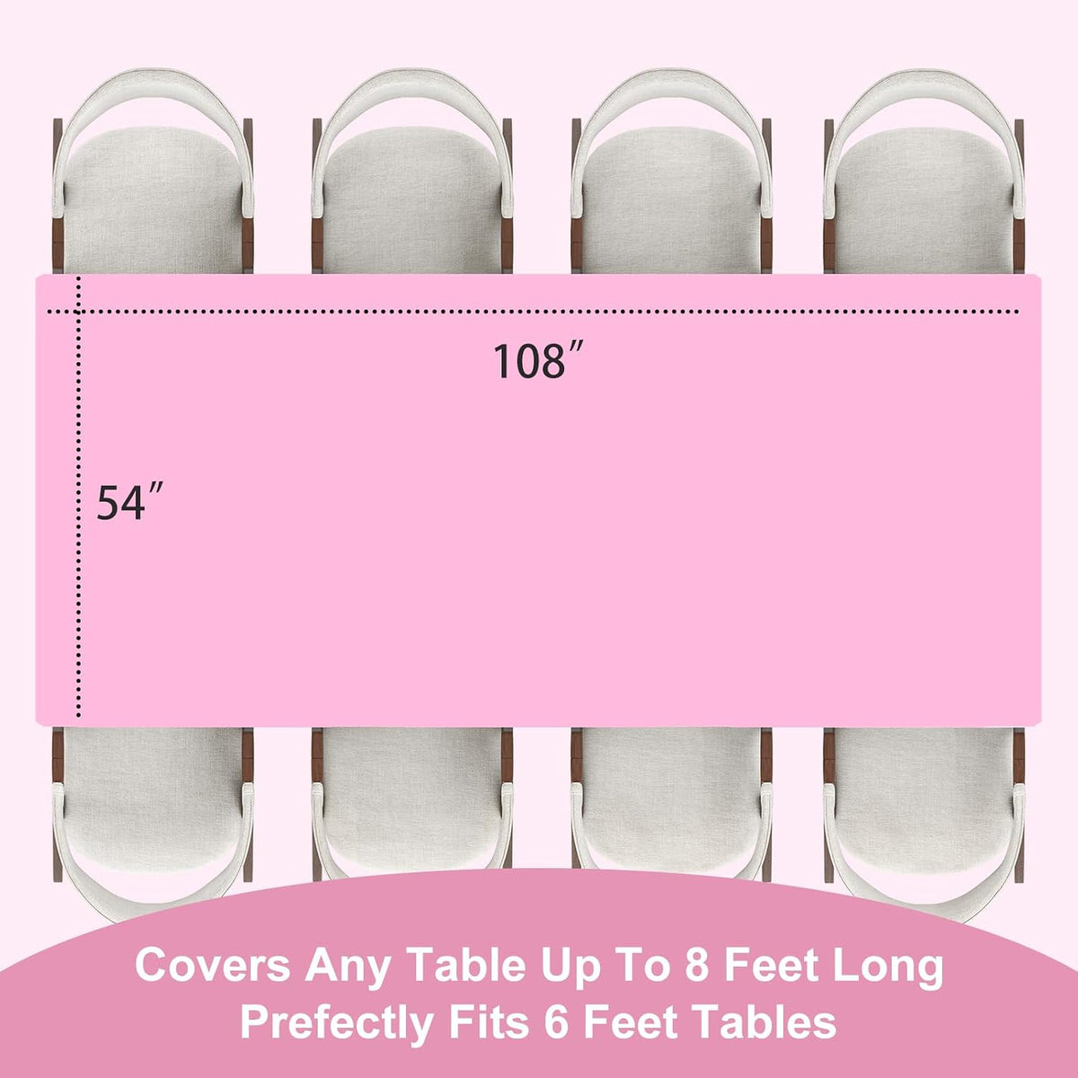 9 Pack Disposable Pink Rectangle Plastic Tablecloth, 54 x 108 Inch