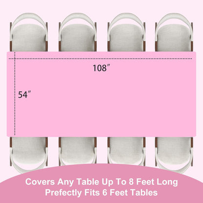 9 Pack Disposable Pink Rectangle Plastic Tablecloth, 54 x 108 Inch