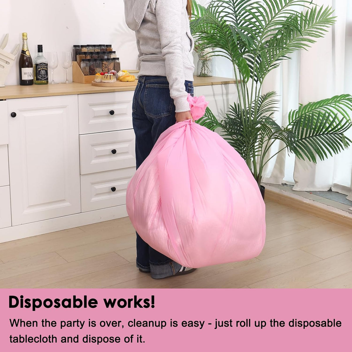 9 Pack Disposable Pink Rectangle Plastic Tablecloth, 54 x 108 Inch