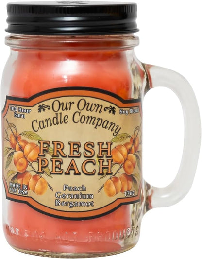 Fresh Peach Scented Mason Jar Candle, Our Own Candle Company, 13 oz