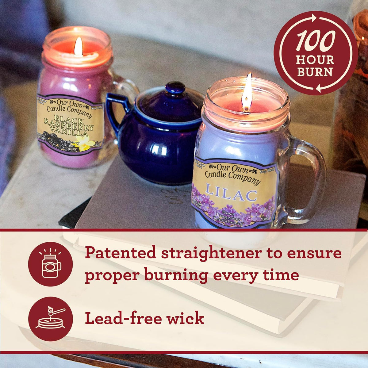 Fresh Peach Scented Mason Jar Candle, Our Own Candle Company, 13 oz