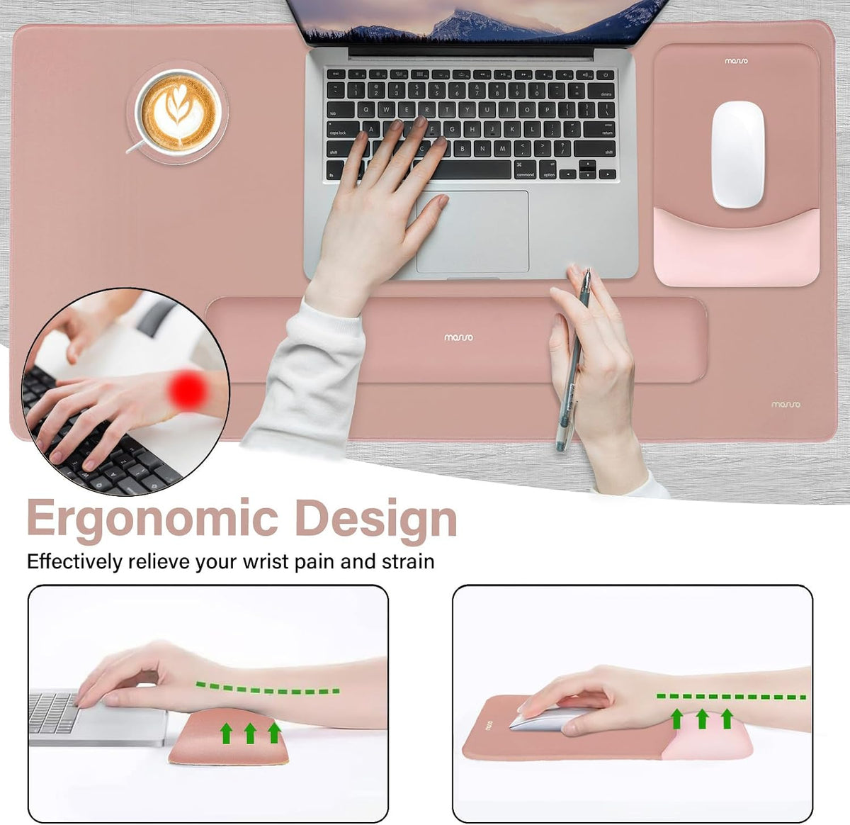 Keyboard Mouse Pad Set, Large Gaming Mouse Pad&Keyboard Wrist Rest